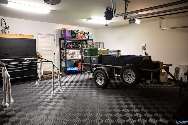 garage with a garage door opener