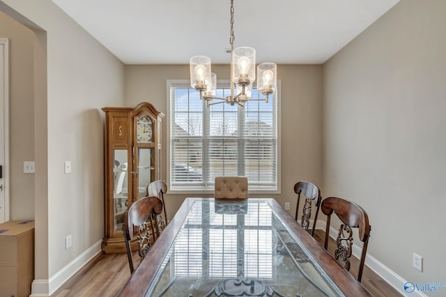 dining room featuring an inviting chandelier and hardwood / wood-style floors