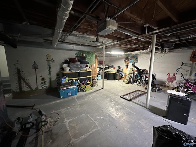 view of unfinished basement