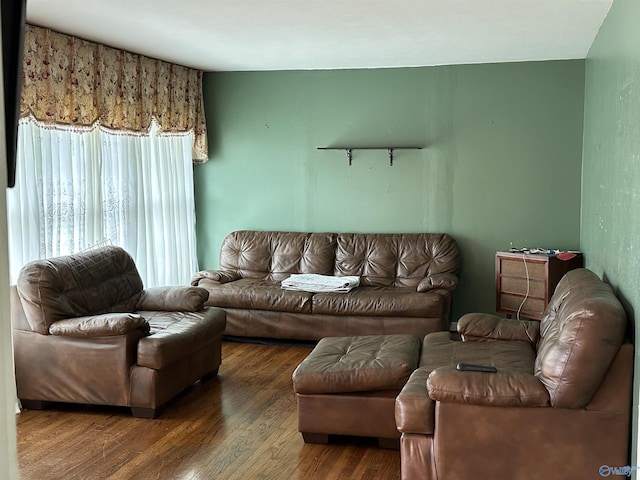 living room with wood finished floors