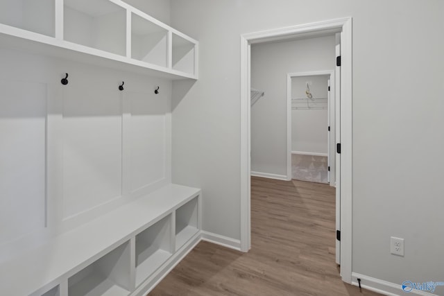 mudroom featuring wood-type flooring