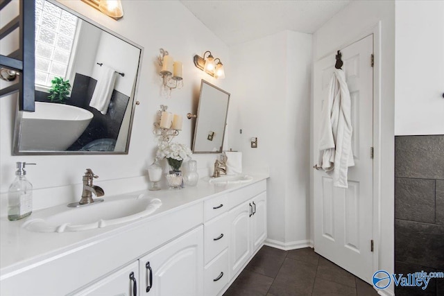 bathroom featuring vanity and tile patterned floors