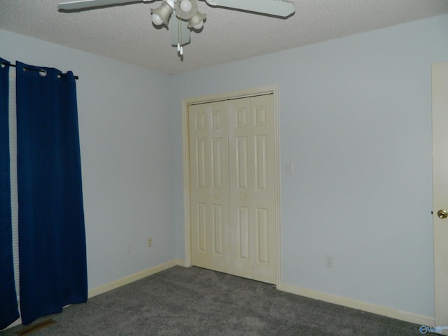 unfurnished bedroom featuring a closet, carpet flooring, and baseboards