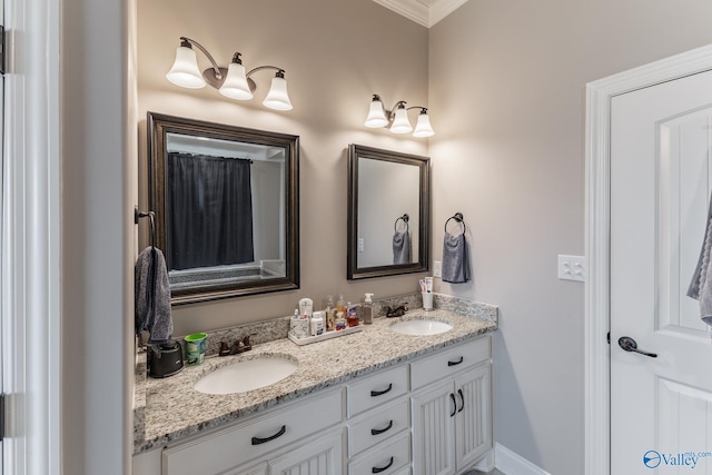 14537 Willow Bend Dr, Athens, AL 35613 - full bathroom with crown molding and double vanity