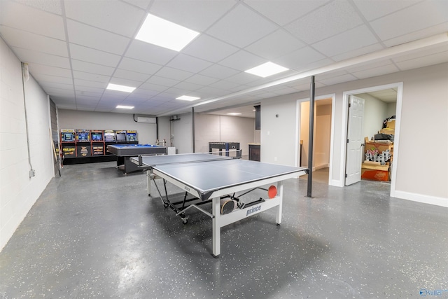 4198 Pilgrims Rest Rd, Southside, AL 35907 - playroom with a drop ceiling, concrete block wall, and baseboards