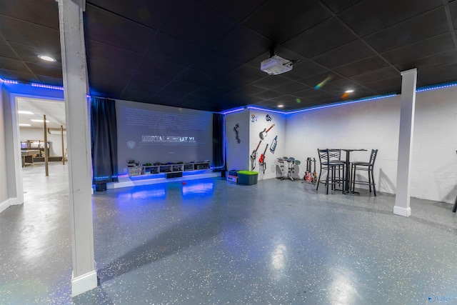 4198 Pilgrims Rest Rd, Southside, AL 35907 - cinema room with a drop ceiling and speckle patterned floor