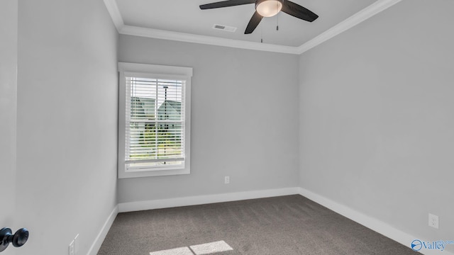 130 Iberville St, Madison, AL 35758 - empty room featuring crown molding, plenty of natural light, ceiling fan, and carpet floors