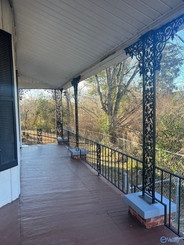 wooden terrace with covered porch