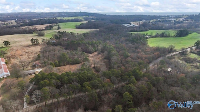 drone / aerial view with a rural view