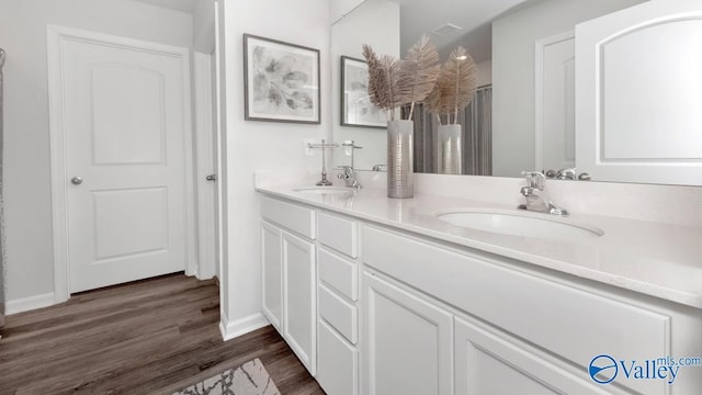 18876 Wicklow Cir, Athens, AL 35613 - bathroom with vanity and hardwood / wood-style floors