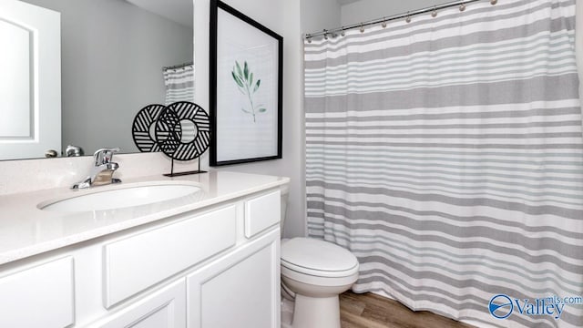 18876 Wicklow Cir, Athens, AL 35613 - bathroom featuring wood-type flooring, toilet, and vanity
