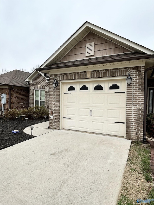 single story home with a garage