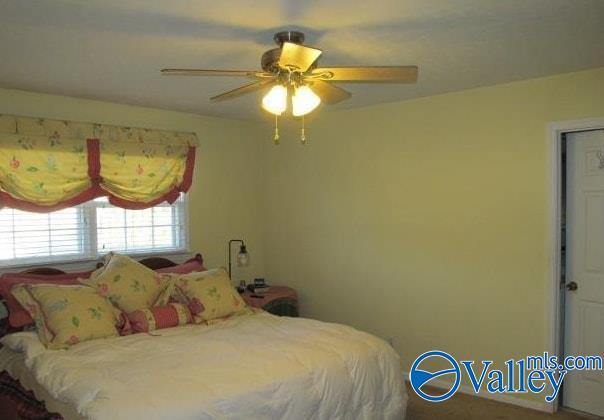 bedroom featuring ceiling fan