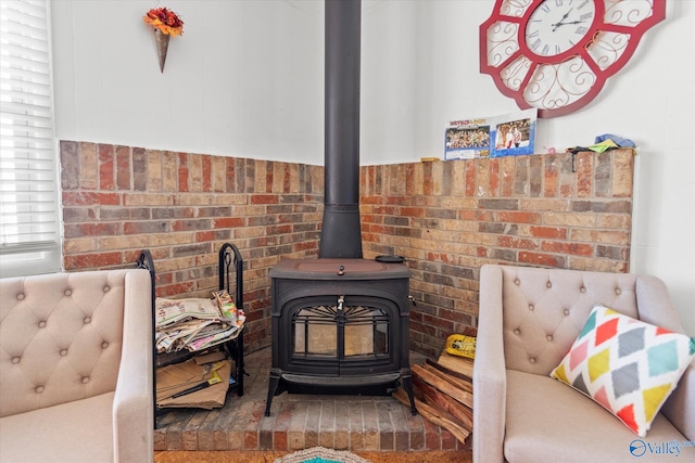 details featuring a wood stove