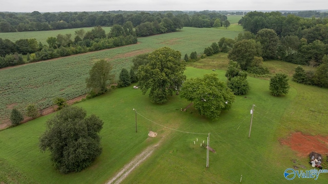 birds eye view of property featuring a rural view