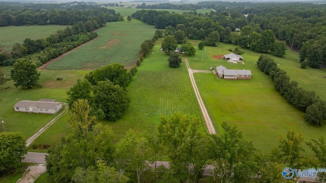 aerial view featuring a rural view