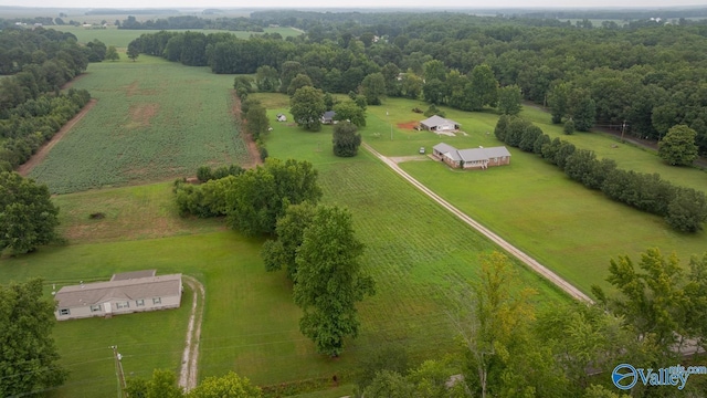 aerial view featuring a rural view