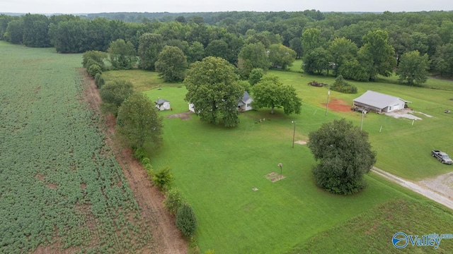 birds eye view of property featuring a rural view