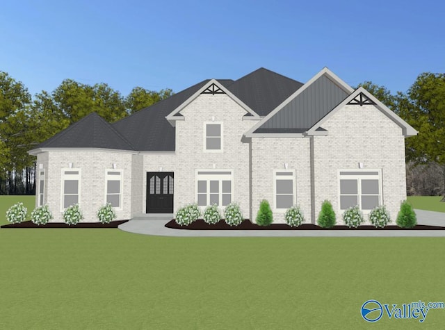 GREENLAND-D Newby Chapel Rd, Athens, AL 35613 - view of front of house featuring board and batten siding, brick siding, and a front lawn