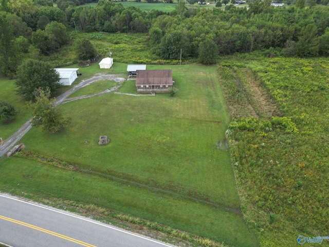 drone / aerial view with a rural view