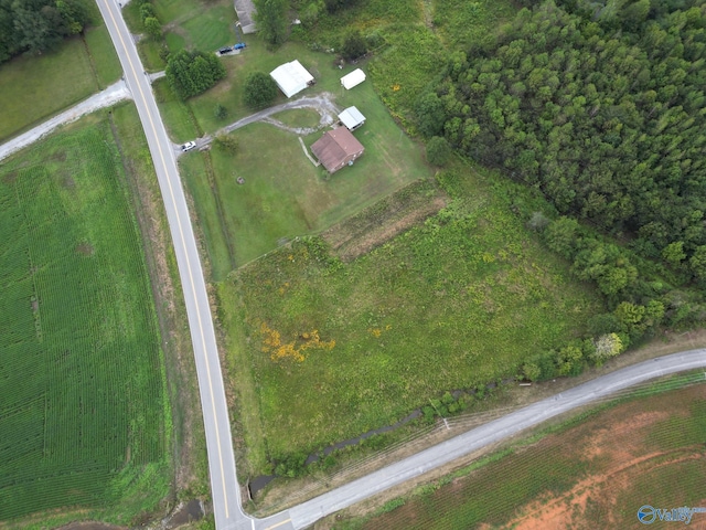 aerial view featuring a rural view