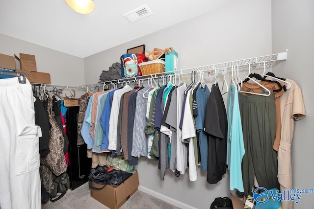 walk in closet featuring carpet