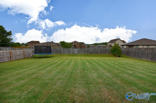 view of yard featuring a trampoline