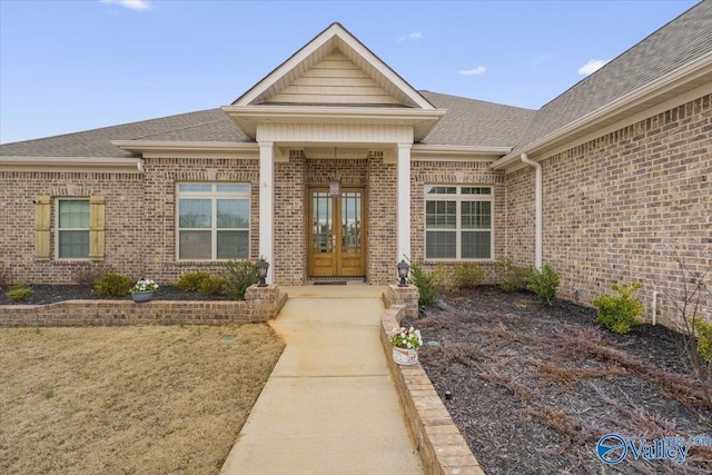 property entrance with french doors