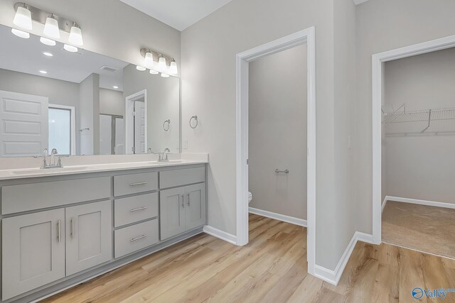 182 Saddle St, New Market, AL 35761 - bathroom with toilet, vanity, and hardwood / wood-style flooring