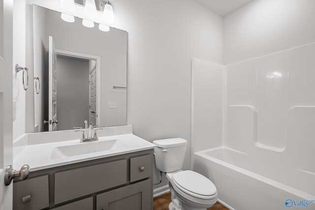 182 Saddle St, New Market, AL 35761 - full bathroom with hardwood / wood-style floors,  shower combination, vanity, and toilet