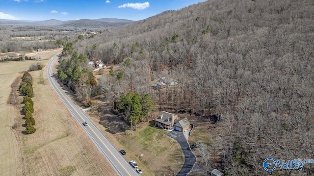 birds eye view of property featuring a mountain view