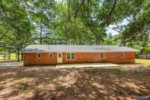 2810 Mountain View Dr, Southside, AL 35907 - rear view of property featuring a patio, brick siding, crawl space, and a shingled roof