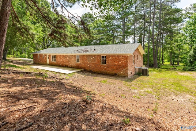 2810 Mountain View Dr, Southside, AL 35907 - rear view of property with crawl space, a patio, brick siding, and a shingled roof