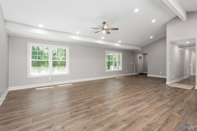 2810 Mountain View Dr, Southside, AL 35907 - unfurnished living room with ceiling fan, wood finished floors, and recessed lighting