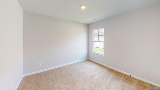 spare room featuring light carpet