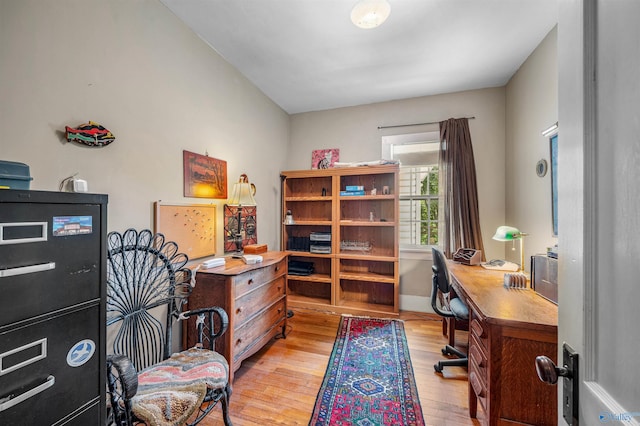 office with light wood finished floors and baseboards