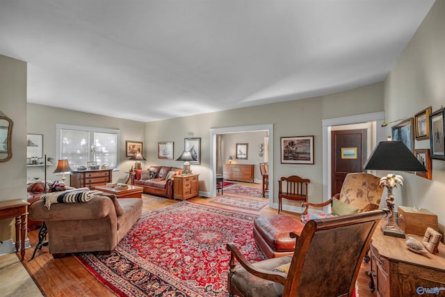 living room featuring light wood finished floors