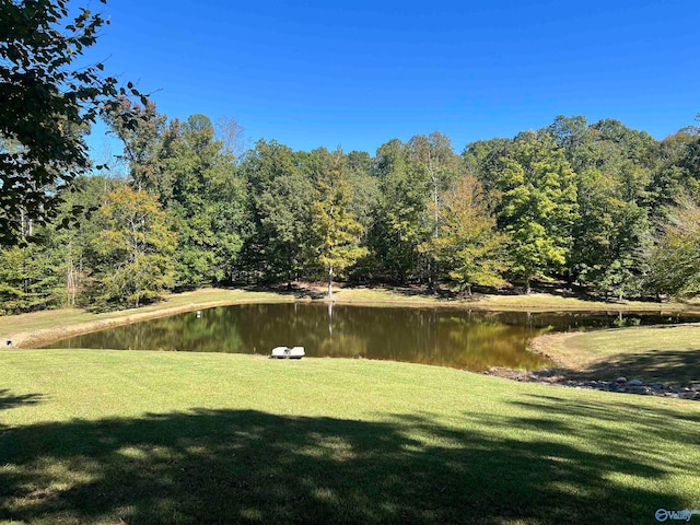 view of yard with a water view