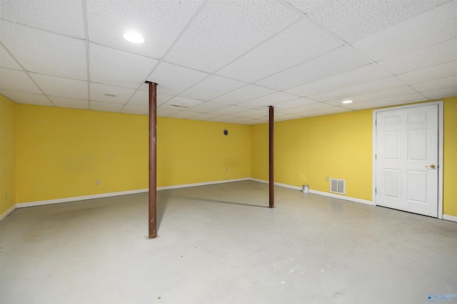 basement with a drop ceiling