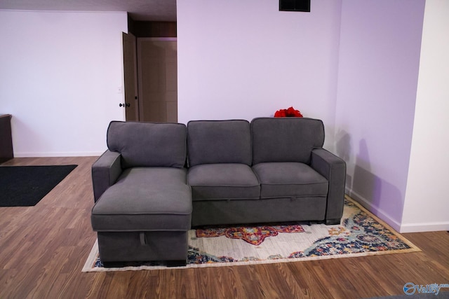 living room with hardwood / wood-style floors