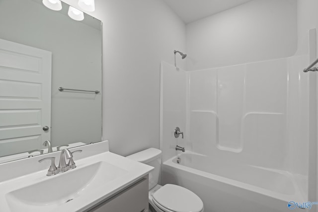 full bathroom featuring vanity, toilet, and shower / bathing tub combination