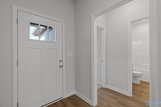 entryway featuring hardwood / wood-style flooring