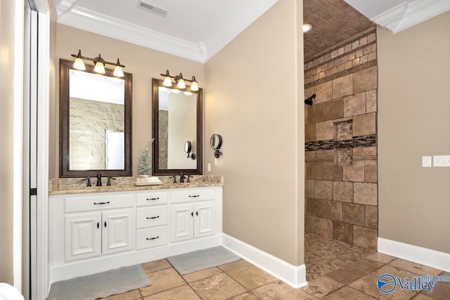 24188 Newby Rd, Madison, AL 35756 - bathroom with baseboards, crown molding, and visible vents