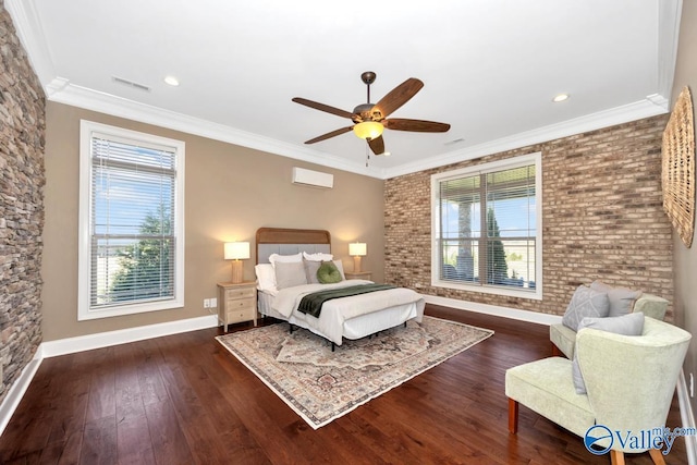 24188 Newby Rd, Madison, AL 35756 - bedroom with visible vents, wood finished floors, baseboards, and ornamental molding