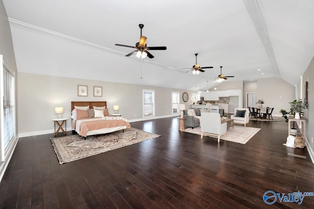 24188 Newby Rd, Madison, AL 35756 - bedroom with vaulted ceiling, baseboards, and hardwood / wood-style flooring