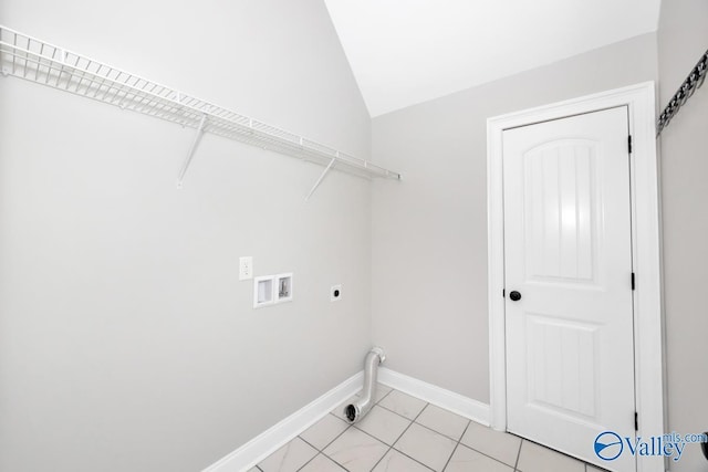 24188 Newby Rd, Madison, AL 35756 - clothes washing area featuring baseboards, hookup for a washing machine, electric dryer hookup, laundry area, and light tile patterned floors