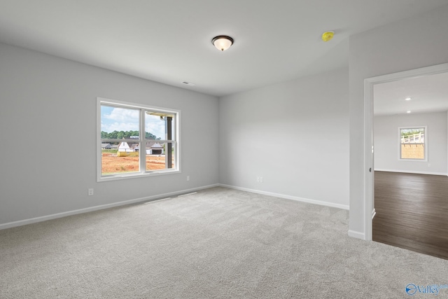 spare room featuring a healthy amount of sunlight and carpet