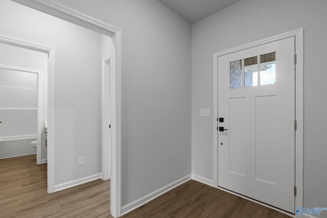 foyer with wood-type flooring