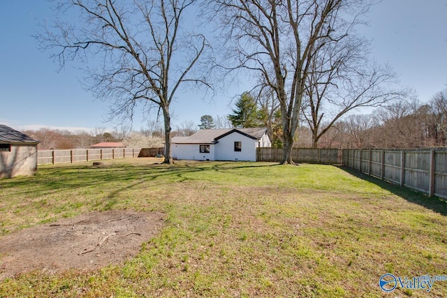 view of yard featuring a fenced backyard