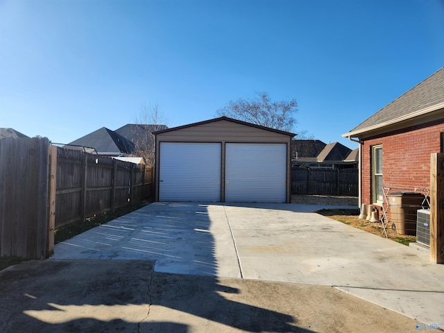 detached garage with fence